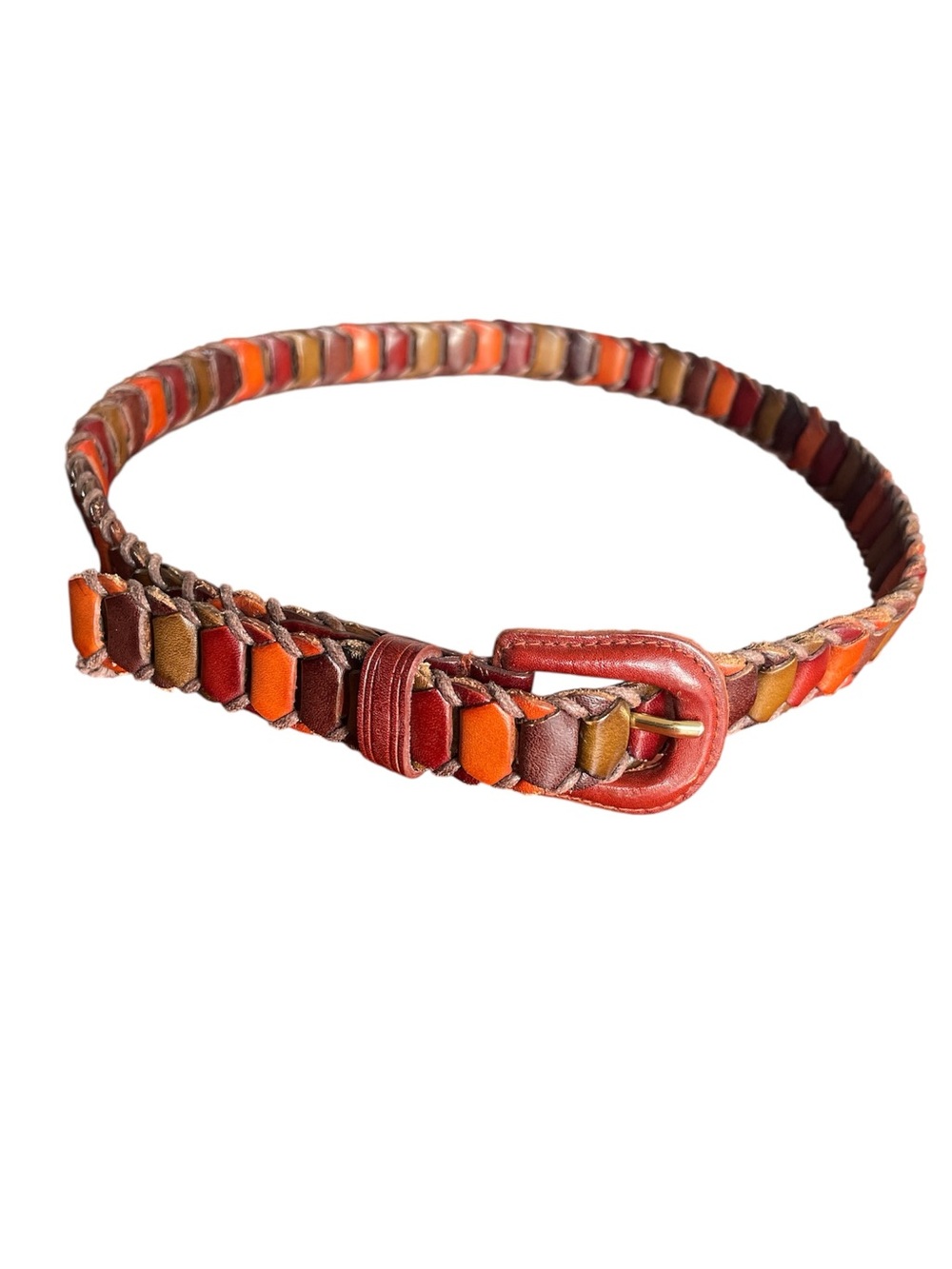 BOHO VINTAGE GENUINE LEATHER MULTICOLOUR SNAKE LINK BELT